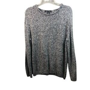 Designers Originals Knit Sweater Womens Small Gray Black Crew Neck Long Sleeve